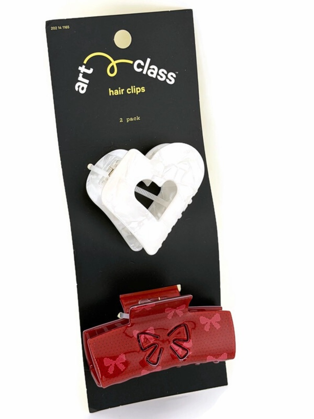 art class White Heart & Red Bow Hair Claw Clips